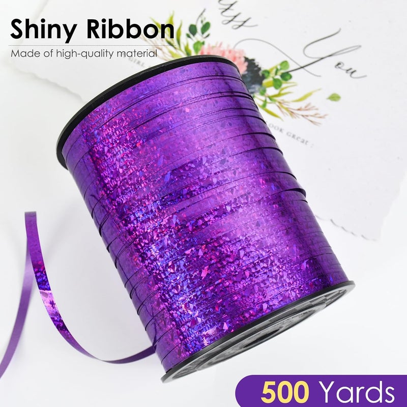 VISPAD Dark Purple Curling Ribbon - 500 Yard Shiny Metallic Curly Gift Wrapping Ribbon for Florist Flowers - Image 2